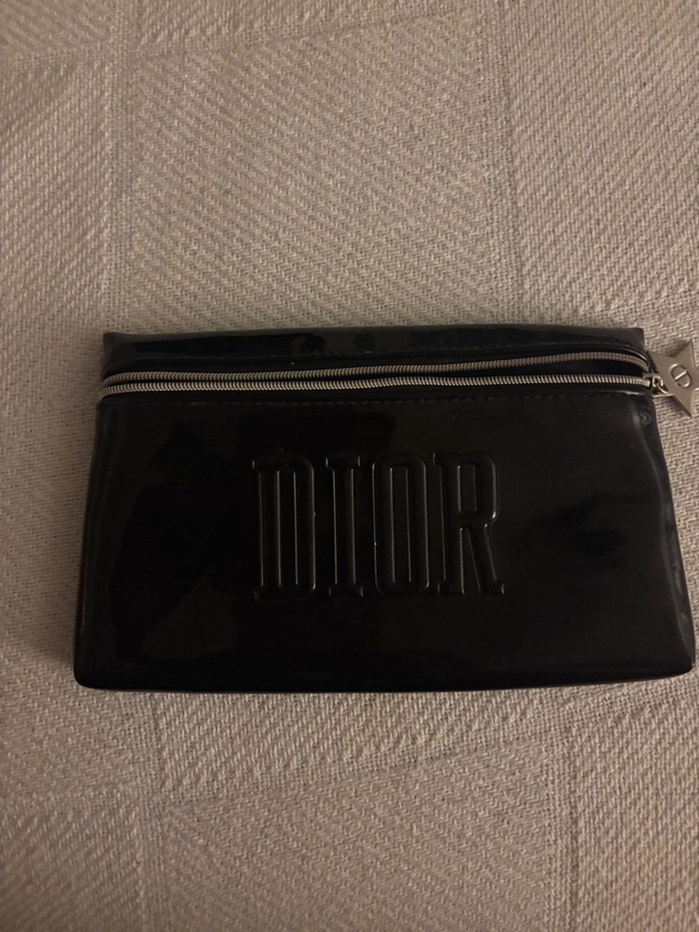 Dior Black Patent Embossed Logo Pouch